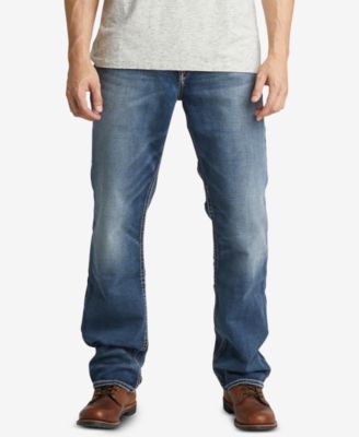 Silver Jeans Co. Men's Big & Tall Eddie Relaxed Fit Tapered Leg Jeans - Performance Stretch Denim, Medium Indigo Wash