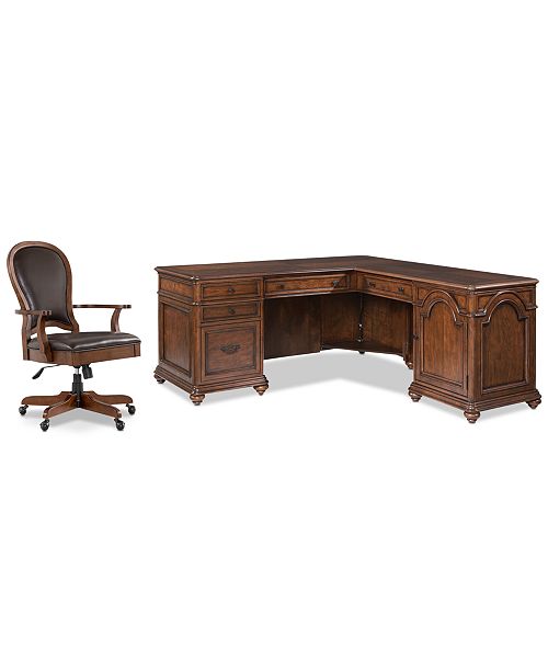 Furniture Clinton Hill Cherry Home Office 2 Pc Set L Shaped
