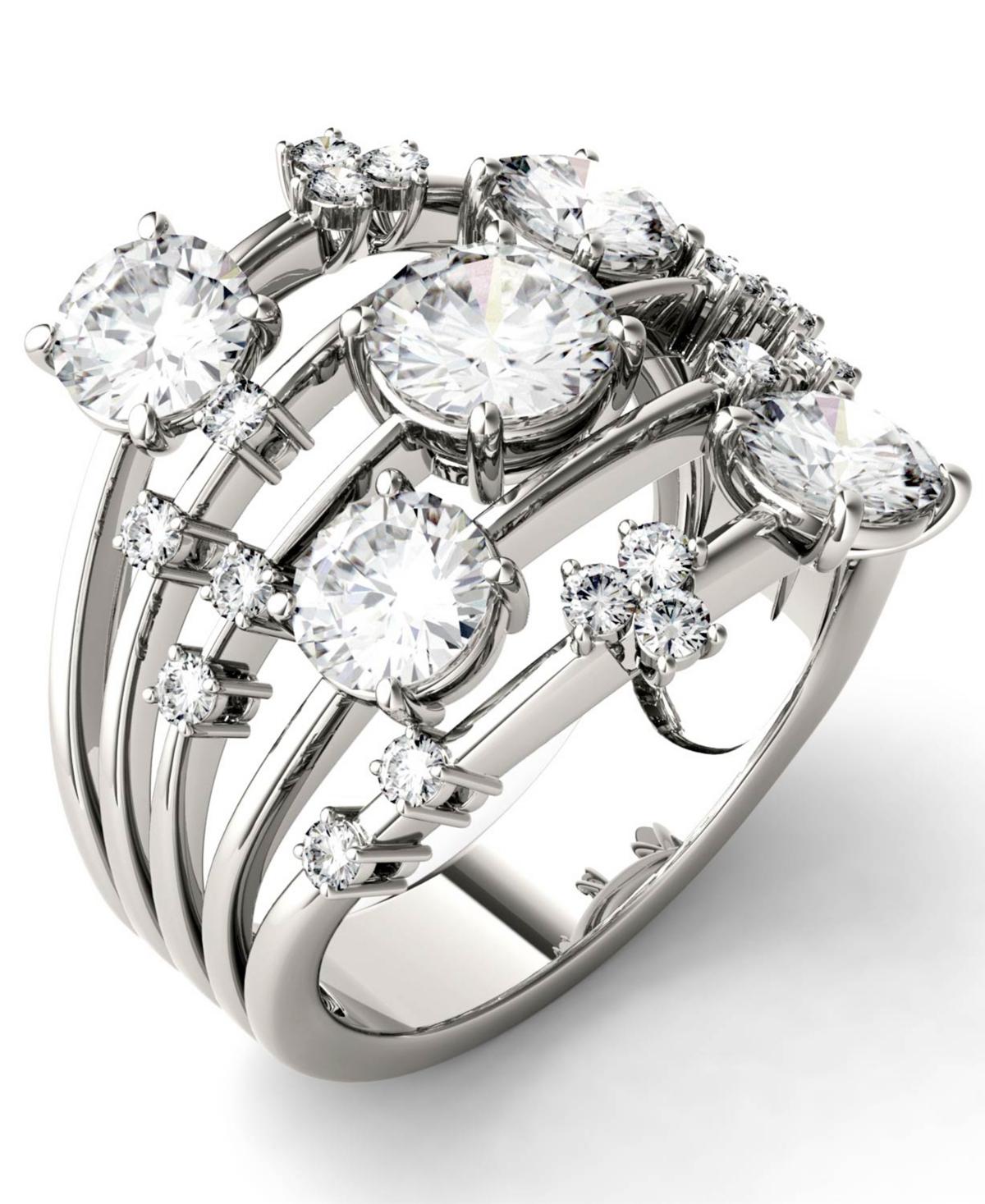 Moissanite Galaxy Fashion Ring (3-1/8 ct. t.w. Diamond Equivalent) in 14k White Gold - White Gold