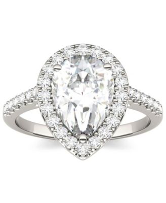 Moissanite Pear Halo Ring (2-5/8 ct. tw. Diamond Equivalent) in 14k White Gold