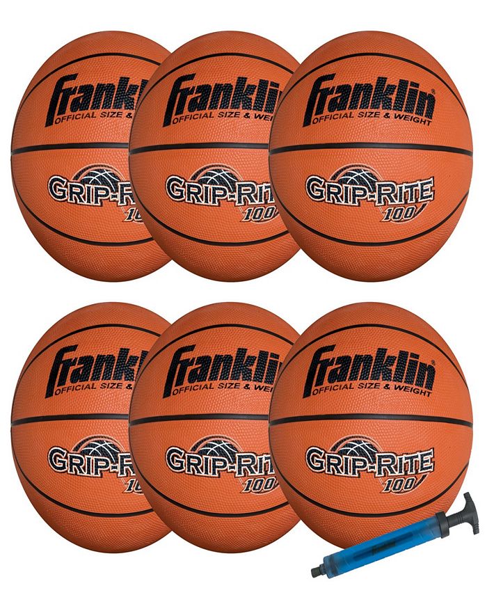 Franklin Sports Official Size Grip Rite 100 Team Basketball Pack/Pump