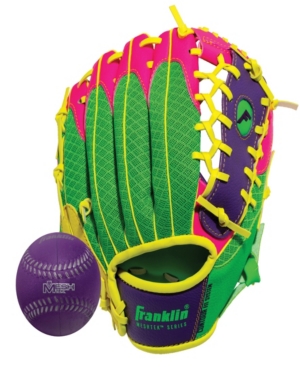 Franklin Sports 9.5" Teeball Meshtek Glove & Ball Set -left Handed In Purple Pin