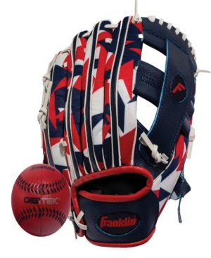 Franklin Sports 9.5" Rtp Performance Digi Teeball Glove And Ball Combo In Navy Red