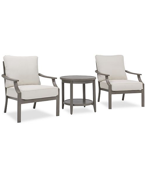 Furniture Rialto Outdoor Aluminum 3 Pc Chat Set 2 Lounge Chairs