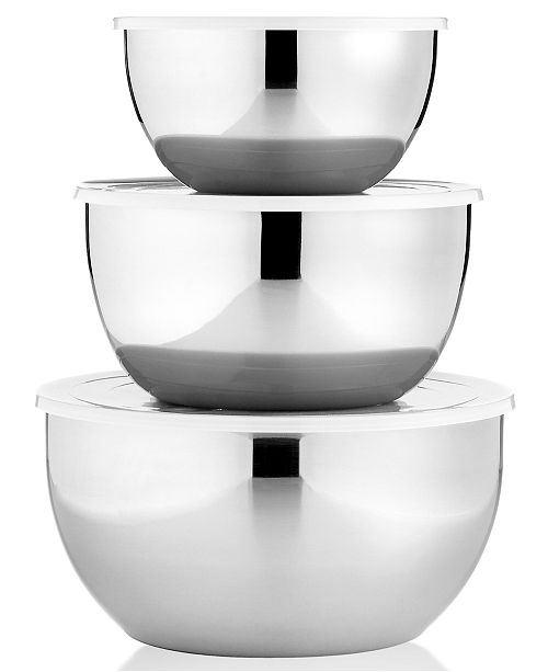 Martha Stewart Collection Covered Stainless Steel Mixing Bowls, Set of