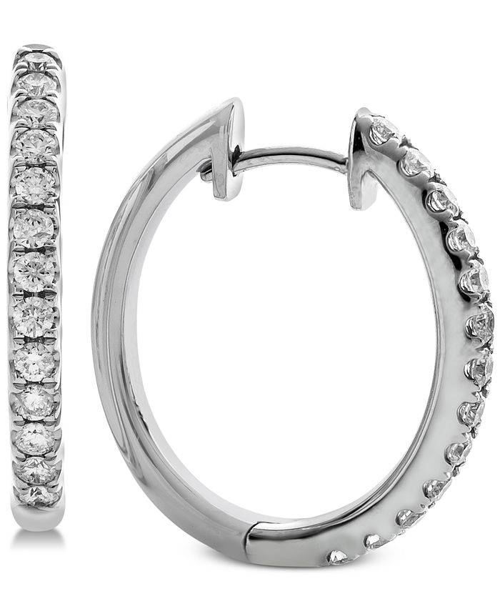 Macy's Diamond Hoop Earrings (1/2 ct. t.w.) in 14k White Gold - Macy's