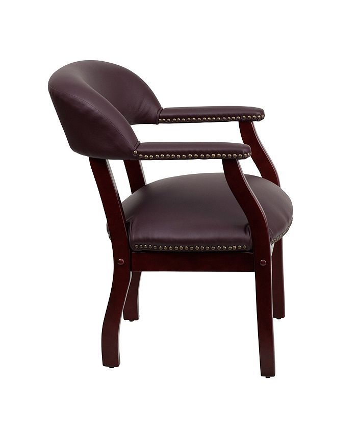Flash Furniture Burgundy Top Grain Leather Conference Chair With Accent