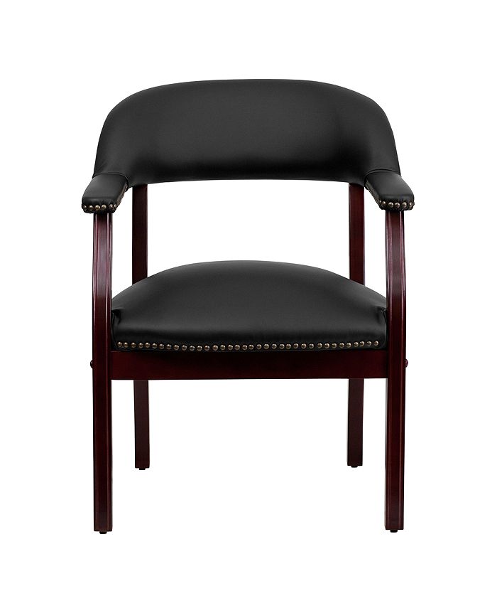 Flash Furniture Black Top Grain Leather Conference Chair With Accent