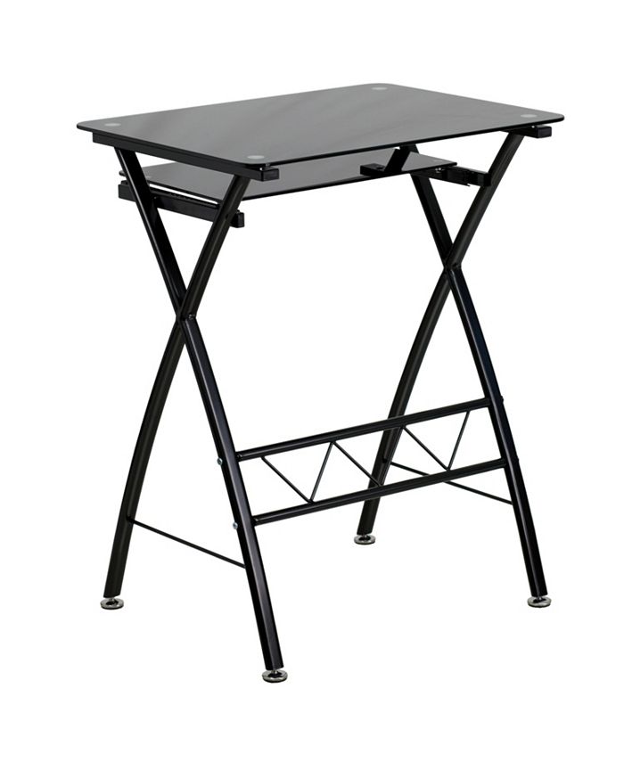 Flash Furniture Black Tempered Glass Computer Desk With PullOut