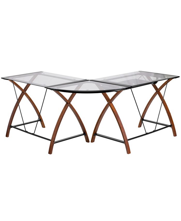 Flash Furniture Glass LShape Desk With PullOut Keyboard Tray Macy's