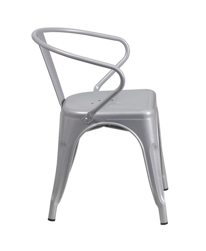 Flash Furniture Silver Metal IndoorOutdoor Chair With Arms Macy's