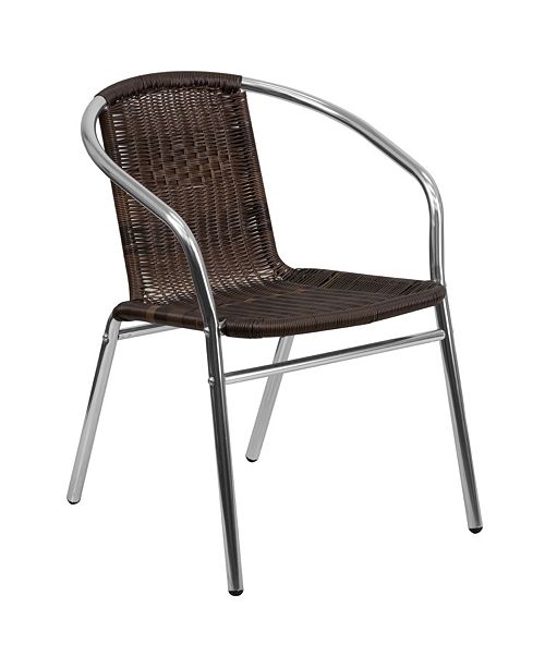 Flash Furniture Commercial Aluminum And Dark Brown Rattan ...