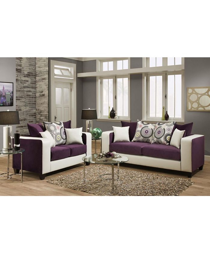 Flash Furniture Riverstone Implosion Purple Velvet Living Room Set Macy's