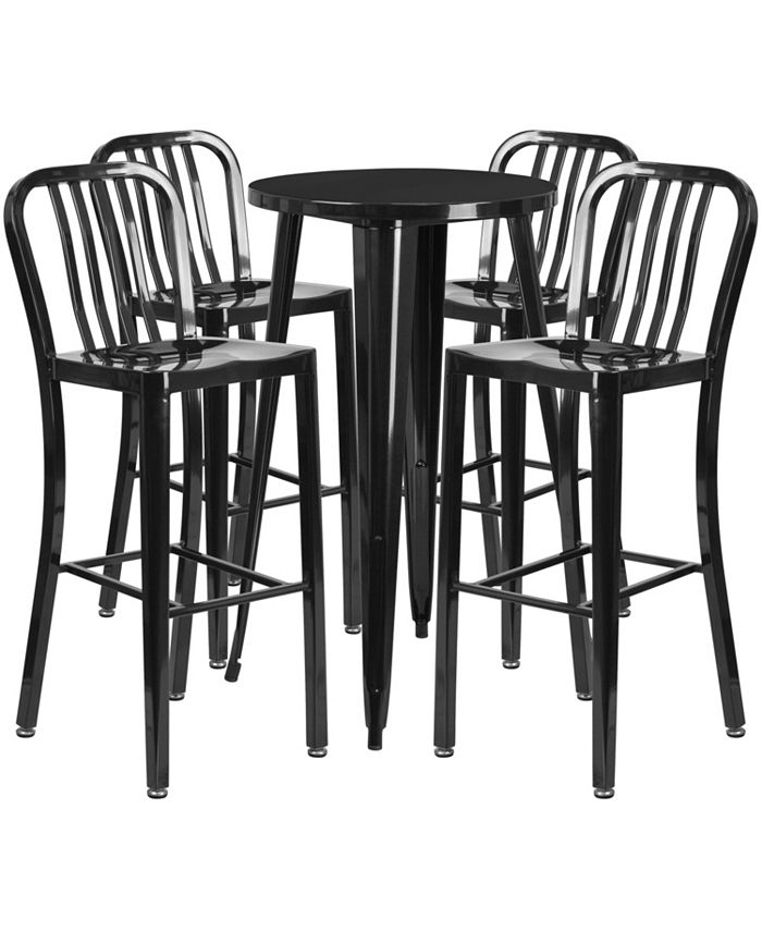 Flash Furniture 24'' Round Black Metal IndoorOutdoor Bar Table Set