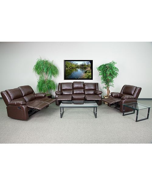 Flash Furniture Harmony Series Brown Leather Reclining Sofa Set