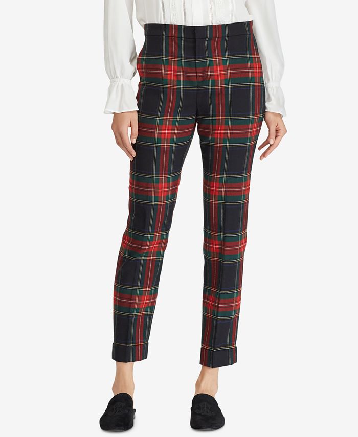 Lauren Ralph Lauren Tartan Skinny Crop Pants - Macy's