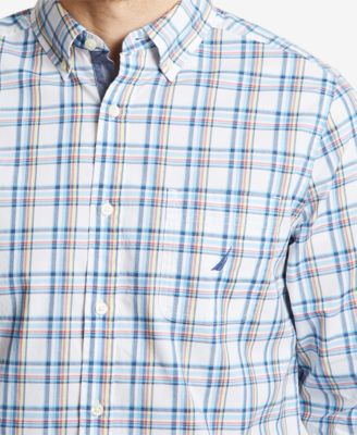 Nautica Men's Plaid Shirt - Soft Cotton Poplin, Button-Down Collar & Chest Pocket