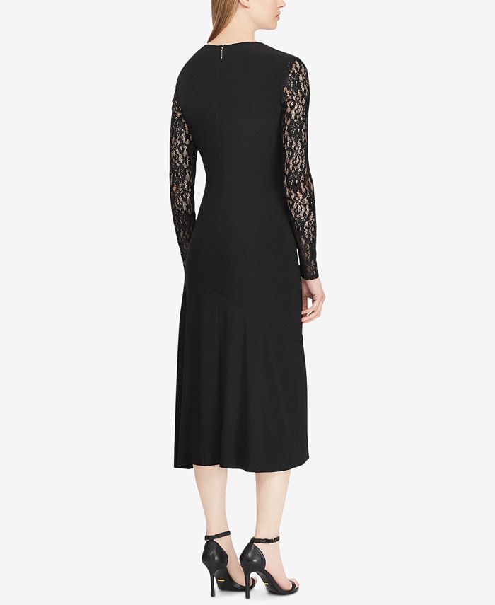 Lauren Ralph Lauren Lace-Sleeve Midi Dress, Created for Macy's - Macy's