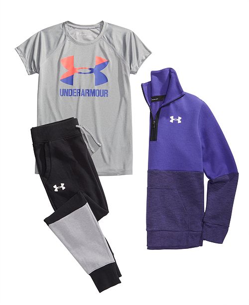 Under Armour Big Girls 1 2 Zip Colorblocked Sweatshirt Logo Print