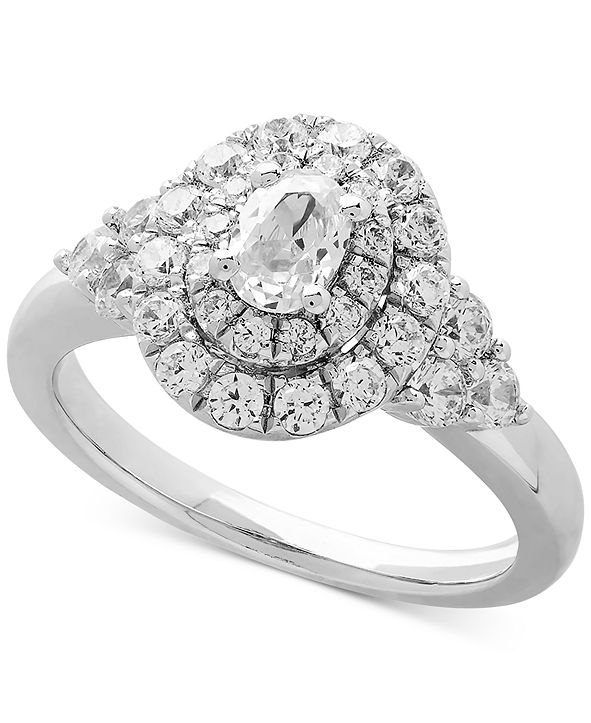 Arabella Cubic Zirconia Halo Engagement Ring in Sterling Silver & Reviews - Rings - Jewelry ...