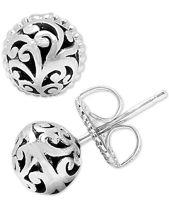 Lois Hill Decorative Scroll Ball Stud Earrings in Sterling Silver Macy's