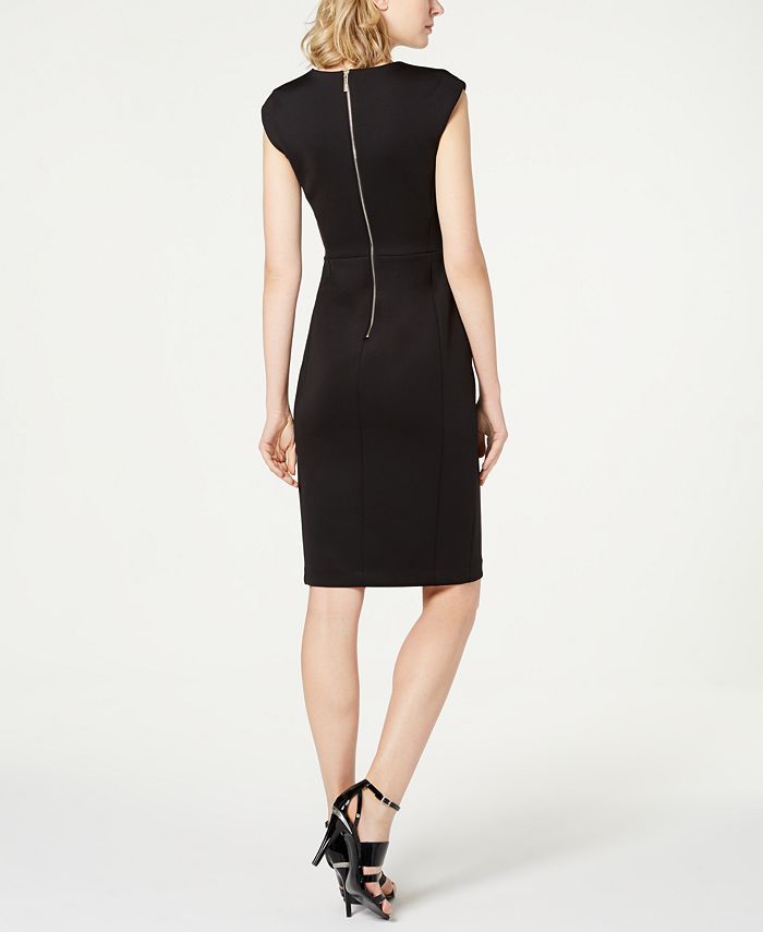 Calvin Klein V-Neck Scuba Sheath Dress - Macy's