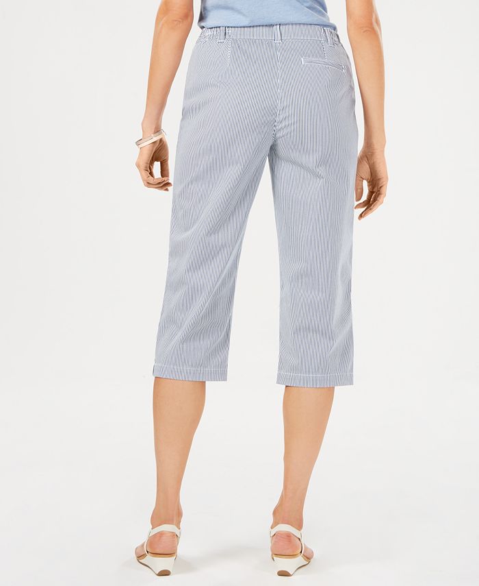 Karen Scott Petite Corded Stripe Capri Pants, Created for Macy's - Macy's