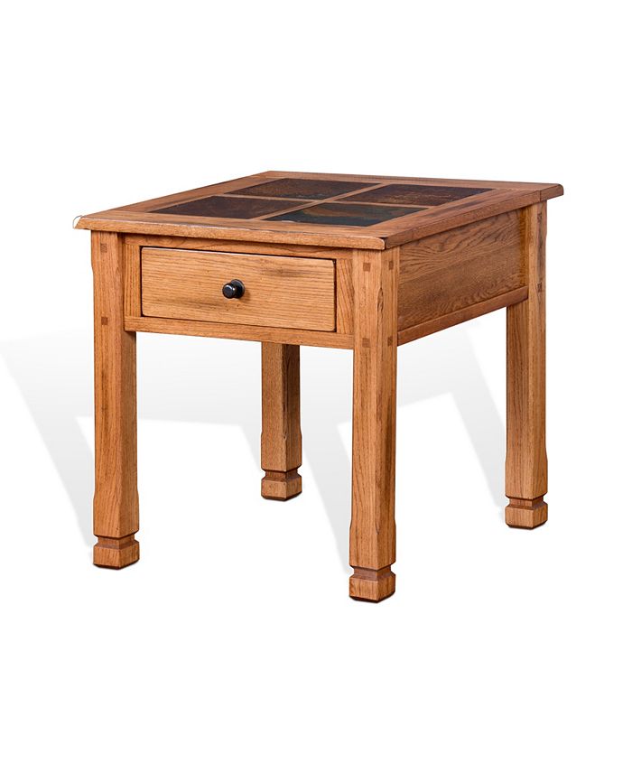 Sunny Designs Sedona 28"H Rustic Oak End Table, Slate Top Macy's