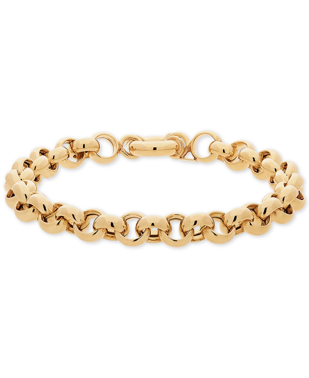 Italian Gold Round Rolo Link Bracelet in 14k Gold-Plated Sterling Silver
