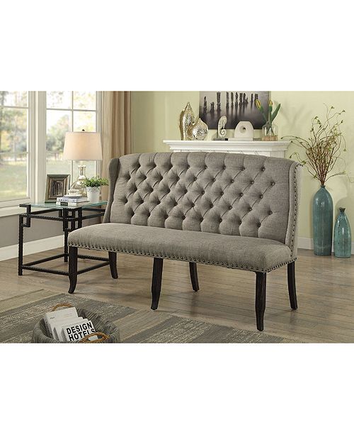 Benzara Tufted High Back 3 Seater Love Seat Bench With Nailhead Trims Reviews Furniture Macy S