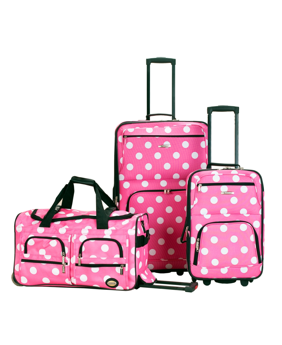 3-Pc. Softside Luggage Set - Giraffe with Pink Trim
