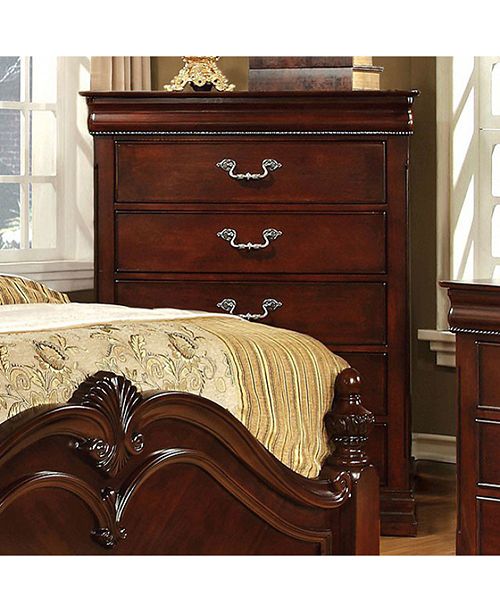 Benzara Traditional Style Wooden Bedroom Chest Cherry Brown