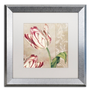 Trademark Global Color Bakery 'peppermint Tulips I' Matted Framed Art, 16" X 16" In Silver