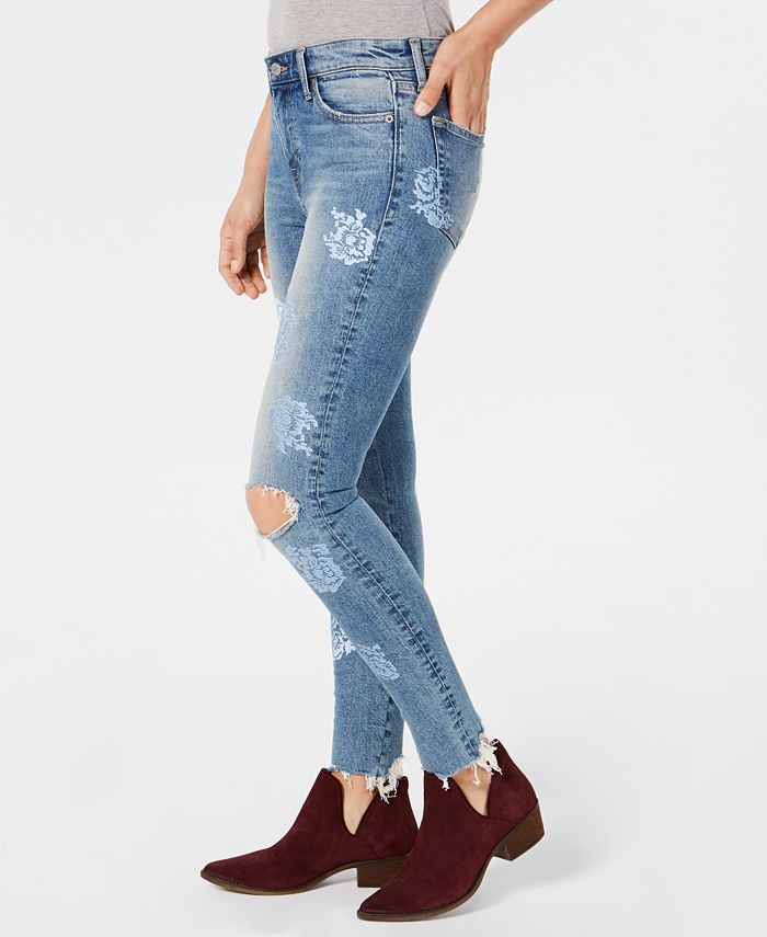 Lucky Brand Ava Embroidered Ripped Skinny Jeans - Macy's