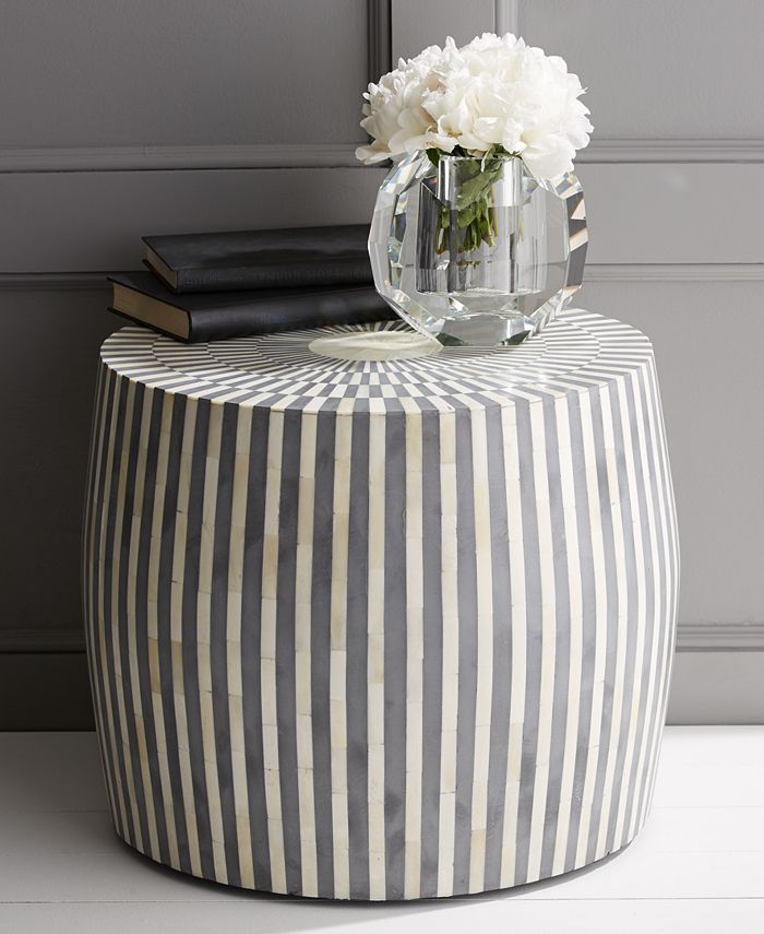 Two's Company Striped Side Table - Macy's