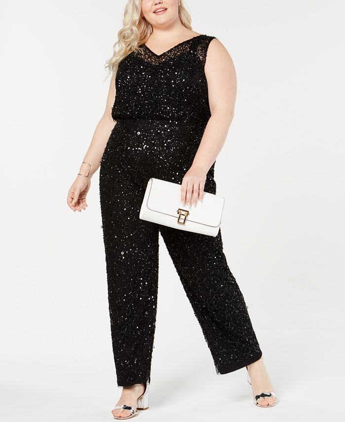Adrianna Papell Plus Size Beaded Jumpsuit & Reviews - Jumpsuits ...