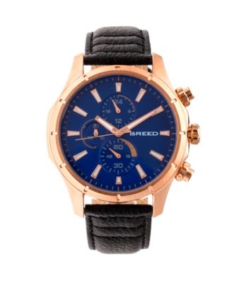 Breed - Lacroix Chronograph Leather-Band Watch - Rose Gold/Dark Brown