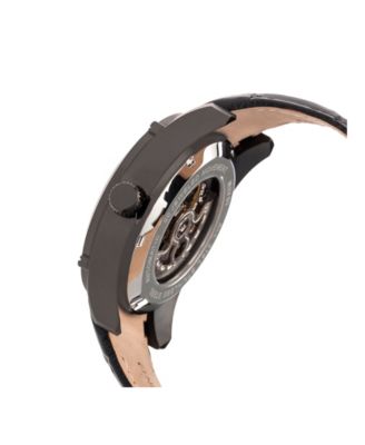 Automatic Daniels Black Leather Watches 43mm