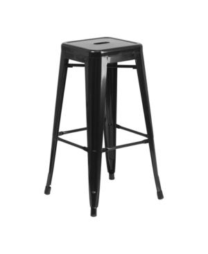 Clickhere2shop 30" High Backless Metal Indoor-outdoor Barstool With Square Seat In Black