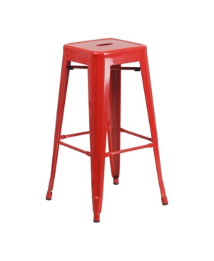 Clickhere2shop 30" High Backless Metal Indoor-outdoor Barstool With Square Seat In Red