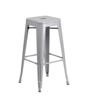 Clickhere2shop 30'' High Backless Metal Indoor-outdoor Barstool With Square Seat In Silver