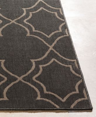 Alfresco ALF-9590 Black 8'9" Round Area Rug, Indoor/Outdoor