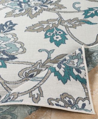 Alfresco ALF-9674 Aqua 8'9" Round Area Rug, Indoor/Outdoor