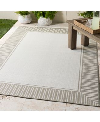 Alfresco ALF-9681 Taupe 5'3" Round Area Rug, Indoor/Outdoor