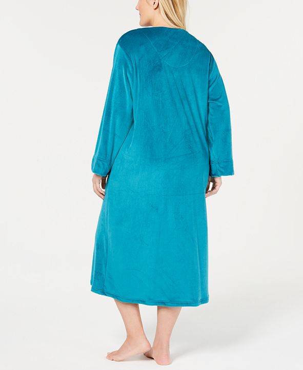 Miss Elaine Plus Size Velvet Fleece Long Zip Robe & Reviews Bras
