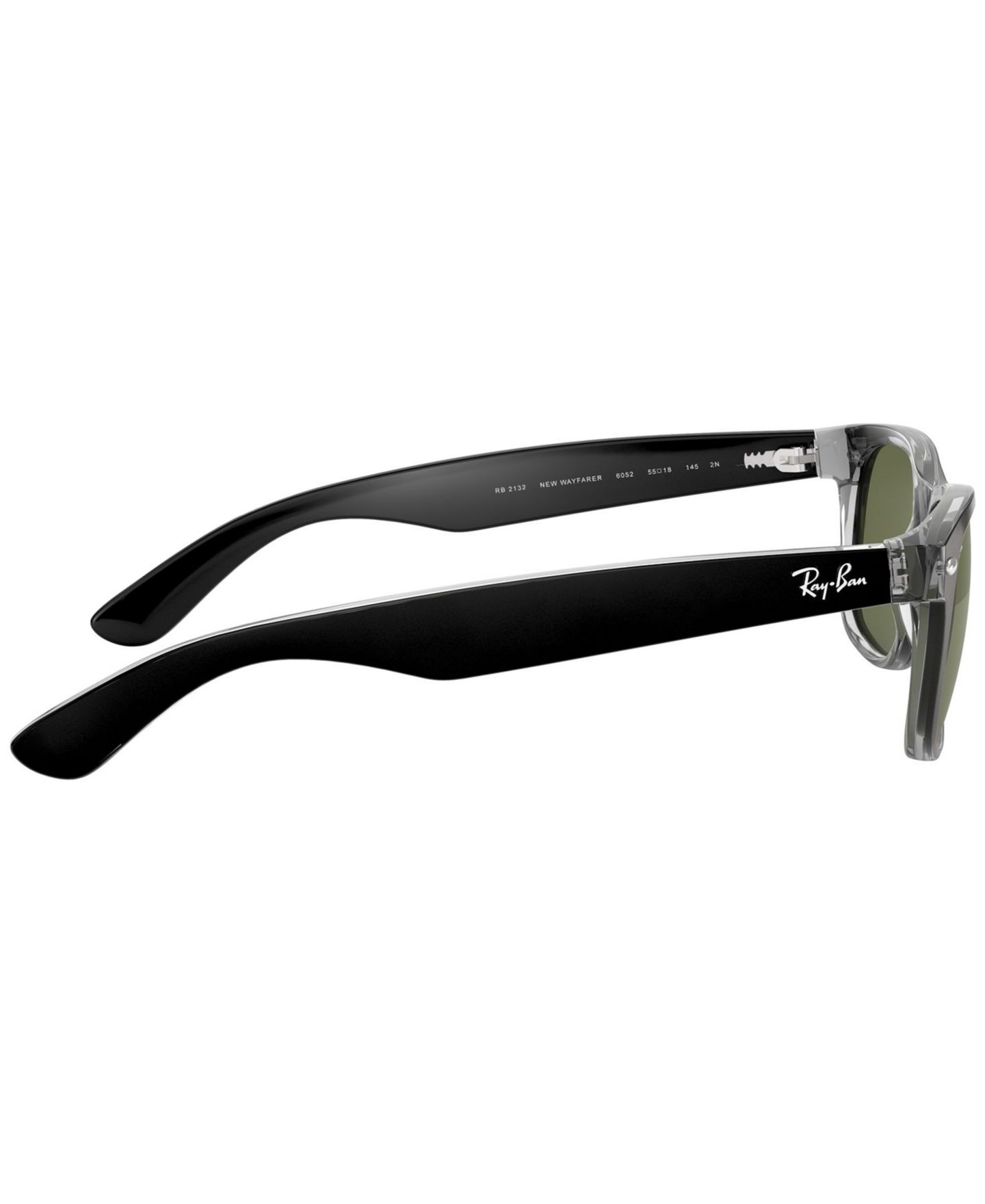 Солнцезащитные очки Ray-Ban Unisex New Wayfarer Sunglasses, RB2132, цвет: Чёрный прозрачный / Зелёный — фото 4