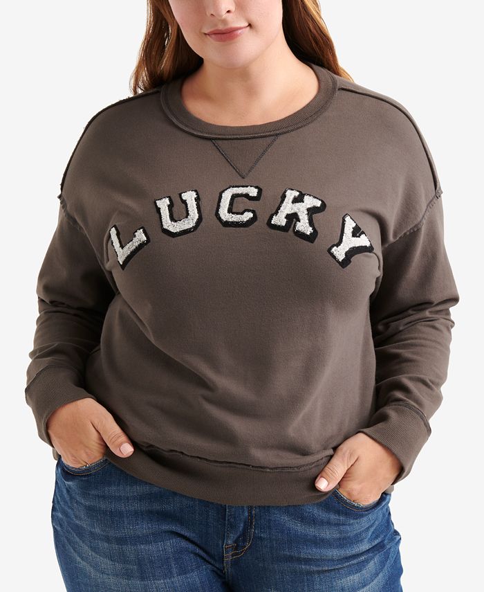 Lucky Brand Trendy Plus Size Cotton Lucky Sweatshirt - Macy's