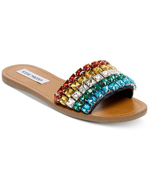 Steve Madden Serenade Rainbow Jeweled Slides Reviews Slippers Shoes Macy S