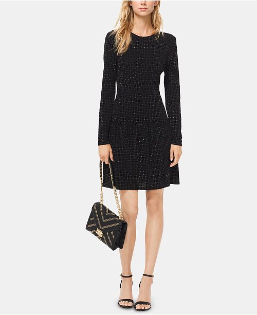 Michael Kors Embellished Shirred Dress Reviews Women Macy S