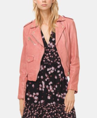 michael kors patch pocket leather jacket